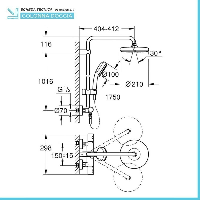 Colonna Doccia Termostatica Grohe.Colonna Doccia Termostatica Grohe Tempesta Cosmopolitan System 210 Cromo 27922001