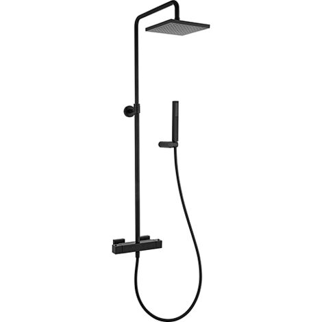 Colonna doccia termostatica Jacuzzi Twinkle YO con deviatore integrato e flessibile 0TWYO199JA00 nero opaco