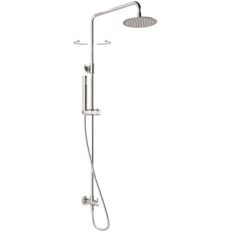 Colonna Doccia Con Soffione Grande.Colonna Doccia Tonda Telescopica Con Presa D Acqua A Muro Soffione Doccia Acciaio Inox Ultrapiatto O200