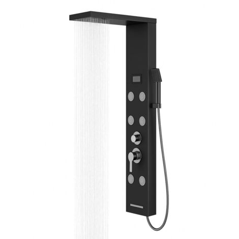 Colonna doccia york acciaio 4 funzioni display controllo temperatura 2 finiture finitura- nero - confezione 1