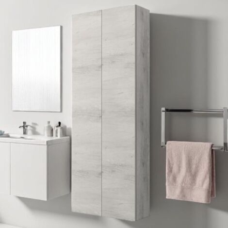 Colonna doppia sospesa 60X22 cm a 2 ante reversibile Quercia Bianco