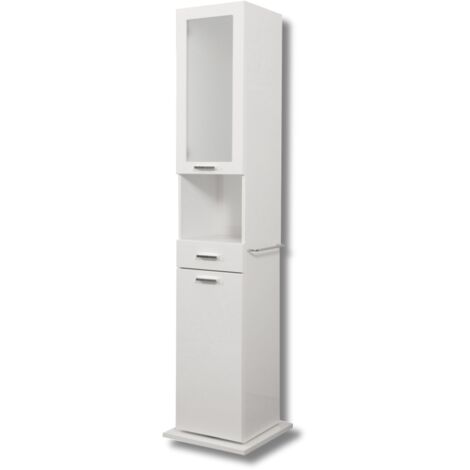 Colonna mobile da bagno girevole con specchio e ante apertura a destra 43x43xH191 cm