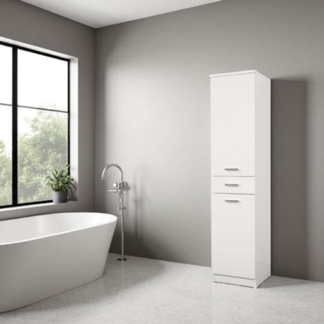 Colonna multiuso CLASSIC 35x34 con ante a SX e cassetto Bianco Lucido