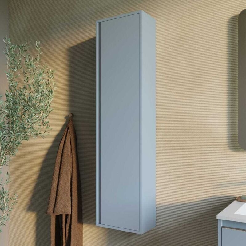 Kiamami Valentina - Colonne Suspendue Polyvalente H140 Porte Réversible Bleu Clair Mat Monaco