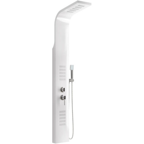 COLONNA PANNELLO DOCCIA IN ACCIAIO INOX BIANCO LUCIDO CON DOCCETTA,FLESSIBILE E GETTI ORIZZONTALI MA - BIANCO LUCIDO  - AER