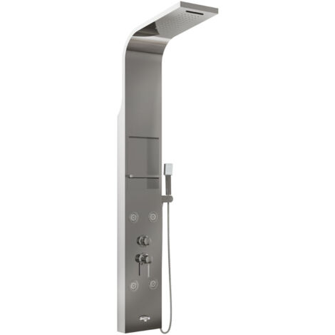 COLONNA PANNELLO DOCCIA IN ACCIAIO INOX CROMATO LUCIDO CON DOCCETTA,FLESSIBILE E GETTI ORIZZONTALI M - CROMATO LUCIDO  - AER