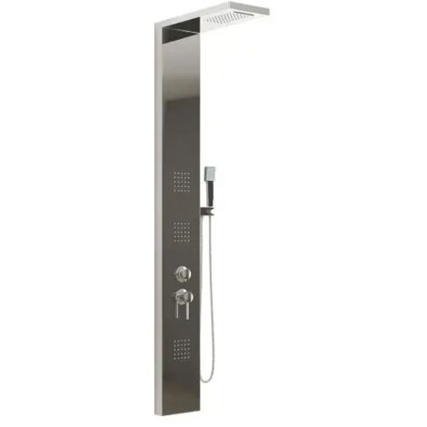 Colonna pannello doccia in acciaio inox cromo lucido con doccetta,flessibile e getti orizzontali massage modello sirio cromato lucido AMBRA WATER