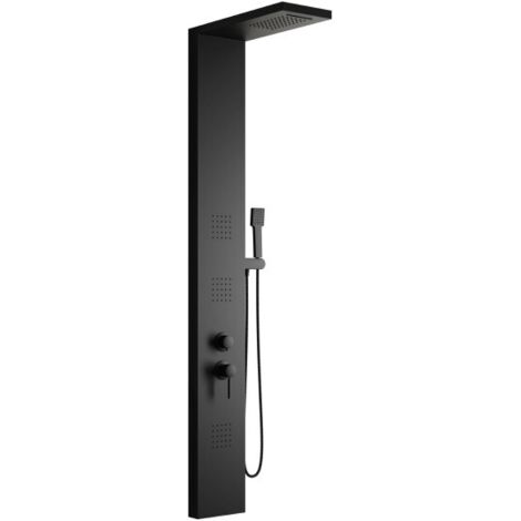 COLONNA PANNELLO DOCCIA IN ACCIAIO INOX NERO OPACO CON DOCCETTA,FLESSIBILE E GETTI ORIZZONTALI MASSA - NERO OPACO  - AER