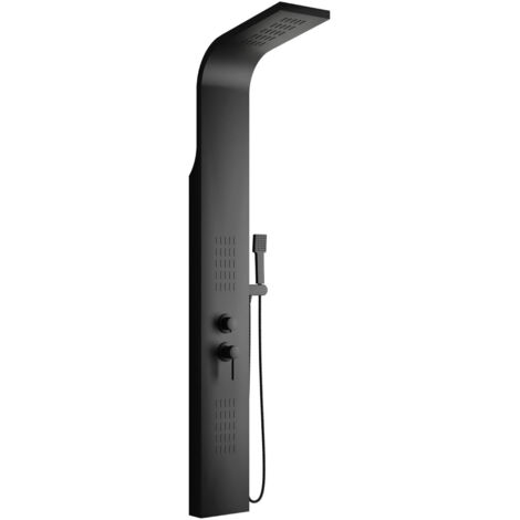 COLONNA PANNELLO DOCCIA IN ACCIAIO INOX NERO OPACO CON DOCCETTA,FLESSIBILE E GETTI ORIZZONTALI MASSA - NERO OPACO  - AER