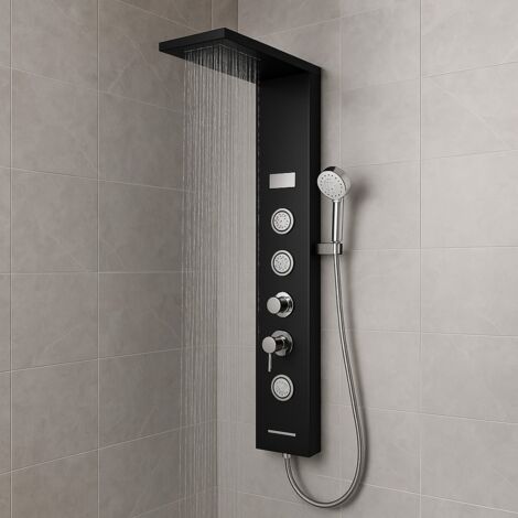 Colonna pannello doccia shine-1 black 4 funzioni luce display temperatura nero