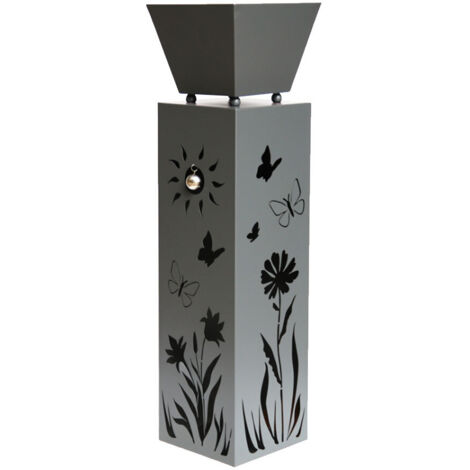 Colonna per piante da esterno Colonna da patio con motivo floreale Vaso da fiori Colonna decorativa da giardino, acciaio grigio, H 82 cm