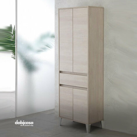 Colonna bagno da terra L. 60 cm Way rovere scuro 4 ante e 1 cassetto