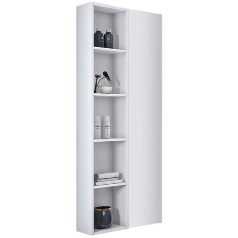 Colonna sospesa reversibile 60X22 con anta e vani a giorno Bianco Lucido