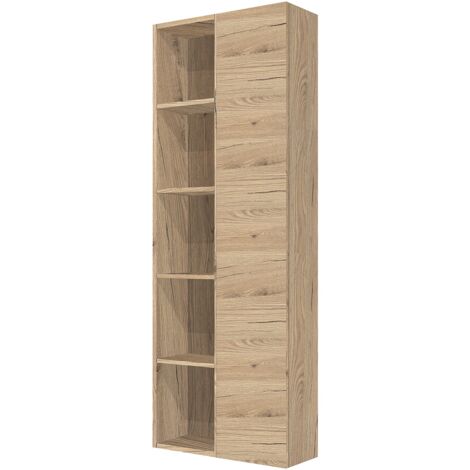 Colonna sospesa reversibile 60X22 con anta e vani a giorno Quercia Naturale