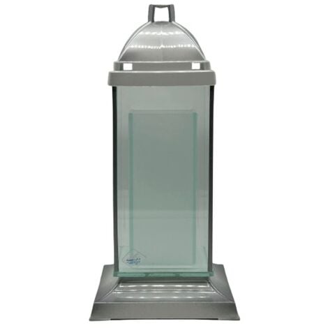 COLONNA TORRE IN VETRO - 2 RETTANGOLARI / BIANCO E ARGENTO / 1 PEZZO