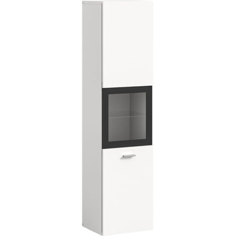 Colonne 1 porte vitrée 30x29x125 cm décor blanc - BOSTOZ