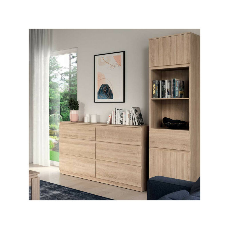 TMM - Colonne 2 portes battantes 1 tiroir Chêne clair - qiz - l 47.5 x l 37 x h 194 cm