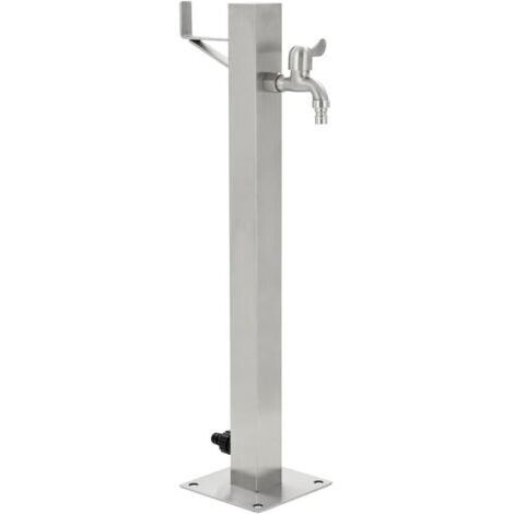 Colonne à Eau de Jardin Carrée Acier Inoxydable 65cm Système d'Arrosage