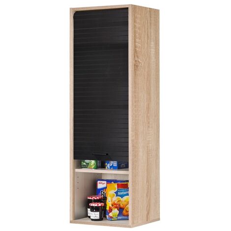 Colonne à rideau de cuisine chêne naturel et noir Couna L 40cm H 124cm