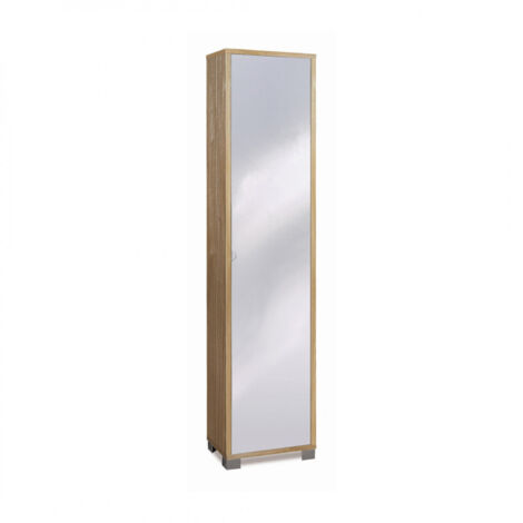 Colonne avec 1 porte miroir, 43L x 29P x H190 cm – Finition noyer Stelvio – Sarmog
