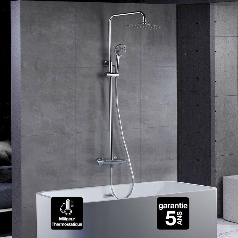 Colonne Baignoire et Douche anti-calcaire Thermostatique Chrome imex sidney BTS016