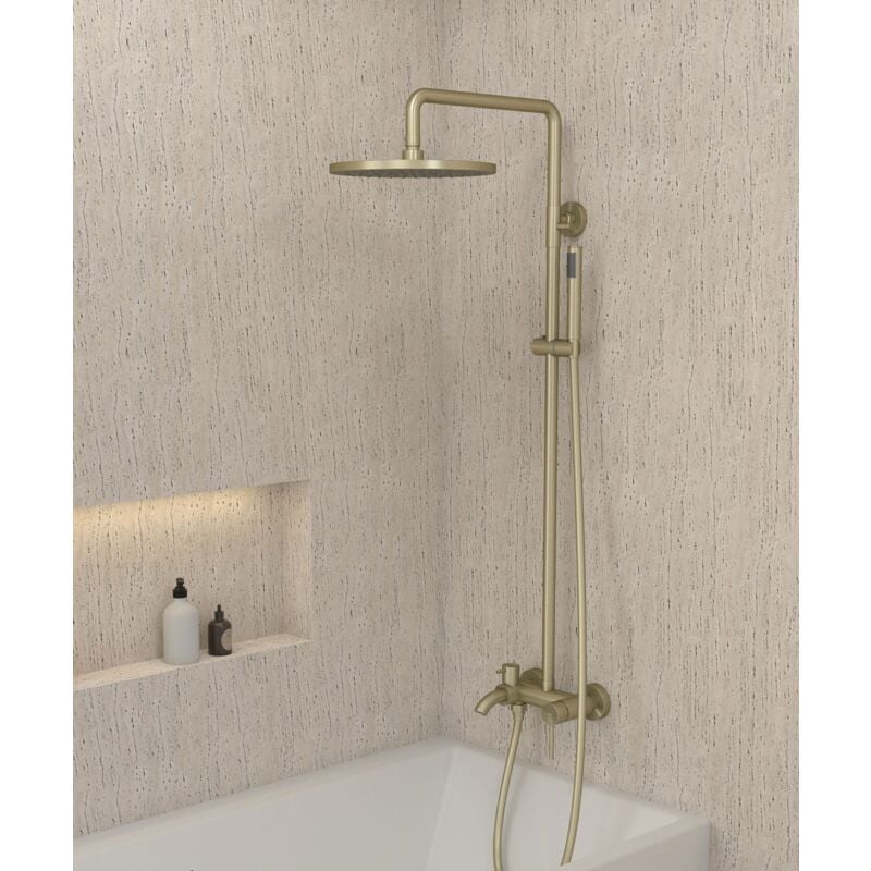 Colonne douche et baignoire Doré brossé - Corbeau