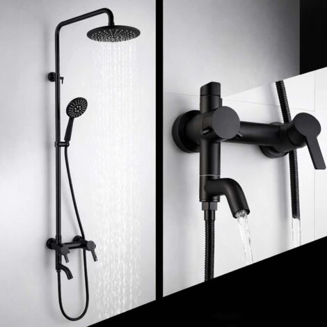 Colonne bain douche murale noire Ø25cm , Choupo