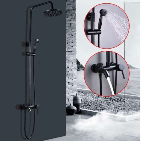 Colonne bain douche noire Ø25cm, Carat