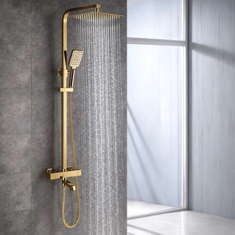 Colonne bain douche thermostatique dorée, Cécile