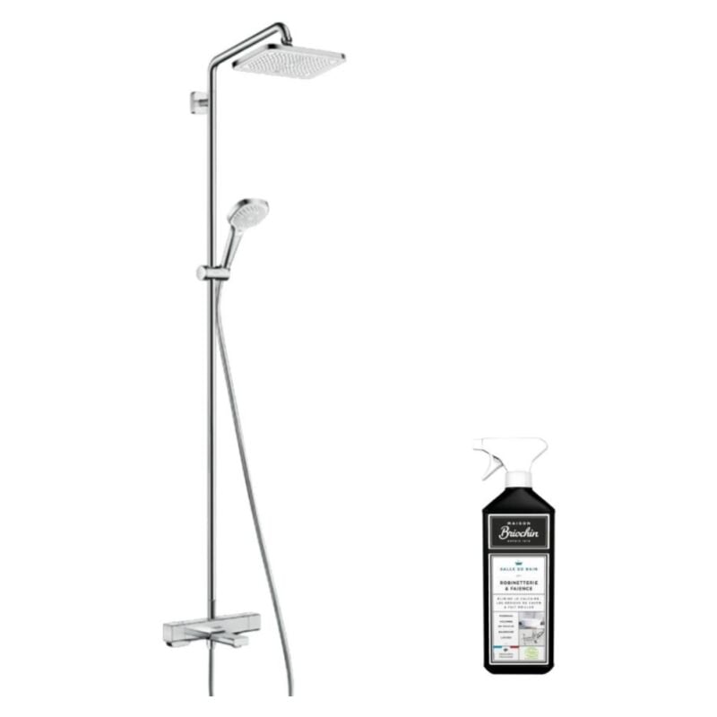 Colonne bain douche thermostatique Hansgrohe Croma e 280 chromée + nettoyant Briochin