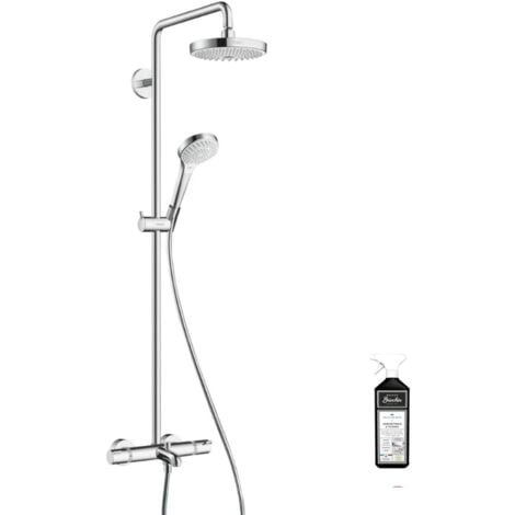 Colonne bain douche thermostatique HANSGROHE Croma Select E 180 blanc et chromée + nettoyant Briochin - chrome