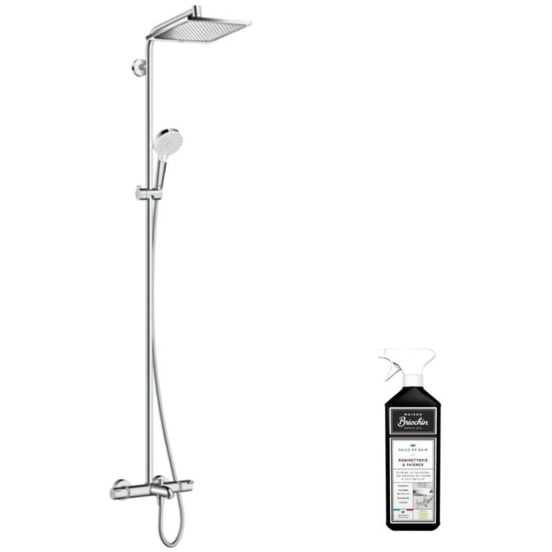 Colonne bain douche thermostatique Hansgrohe Crometta e 240 chromé + nettoyant Briochin