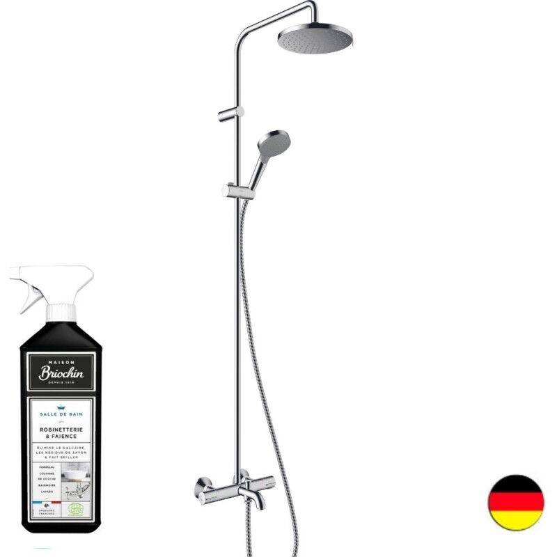 Colonne bain douche thermostatique HANSGROHE Vernis Blend 200 chromée + nettoyant Briochin
