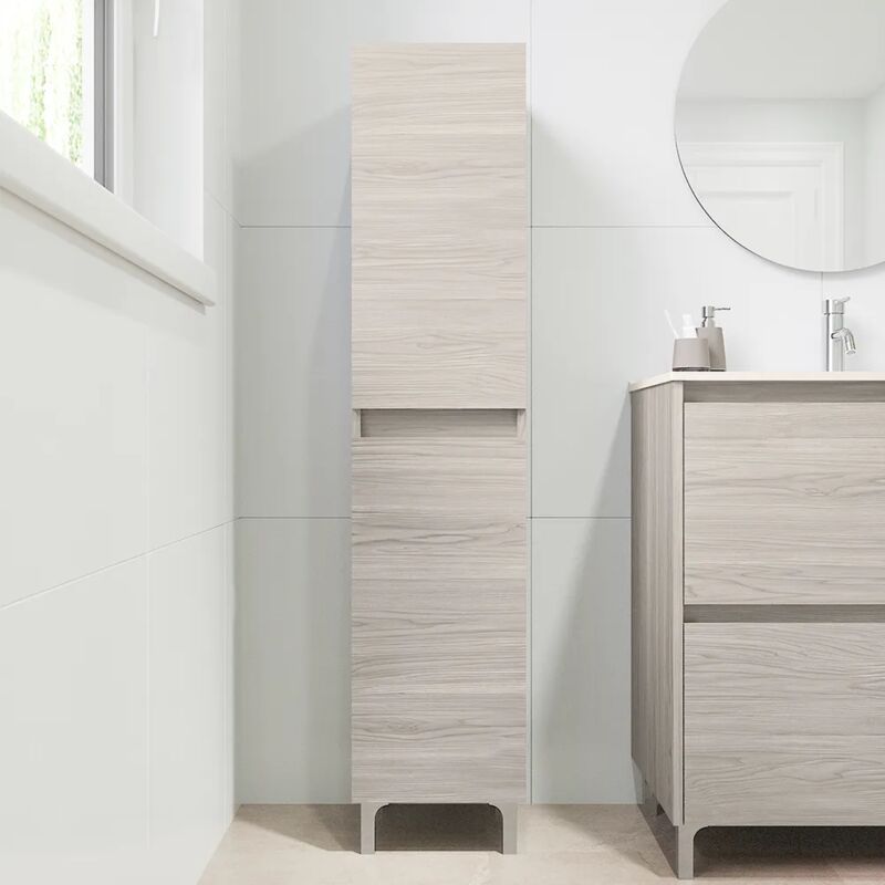 Colonne de bain sur pied 136cm avec deux portes Chêne Gris Mod. Sila