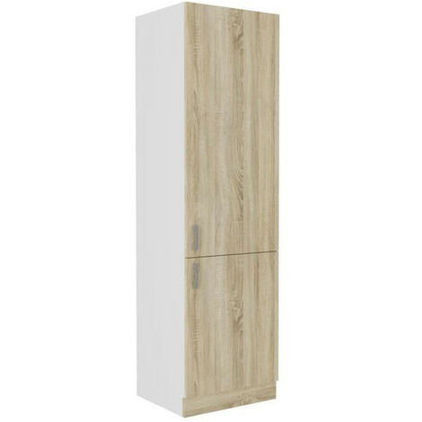 Colonne de cuisine 2 portes – Décor chêne sonoma – Dimensions L60xP57xH210 cm – 5 étagères – Fabriqué en Pologne