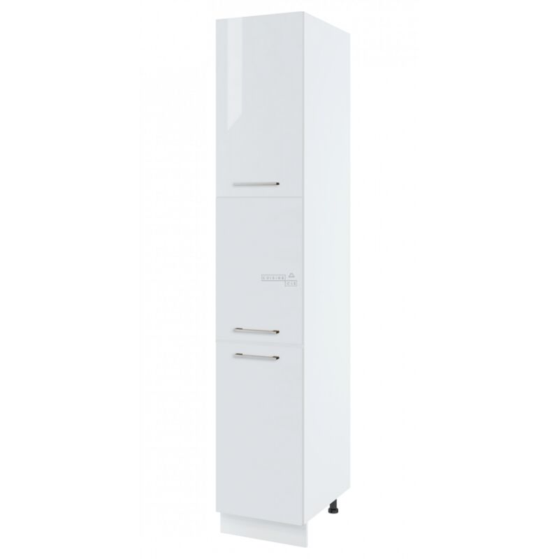 cuisineandcie - colonne de cuisine bellissi blanc brillant 3 portes l 40 cm type de poignee: porte avec poignée apparente