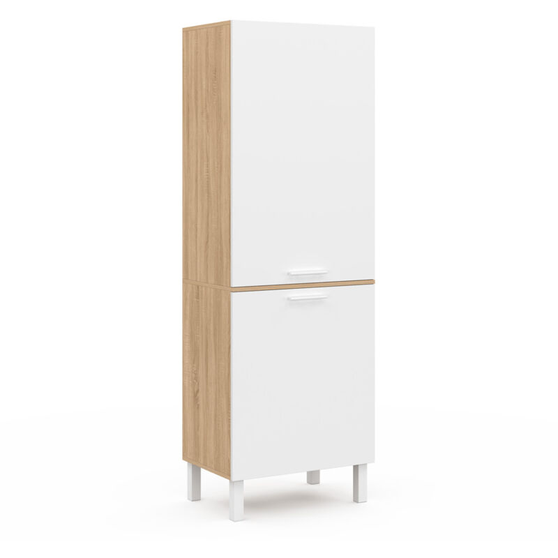 Idmarket - Colonne de cuisine 60 cm cina 2 portes façon hêtre et blanc