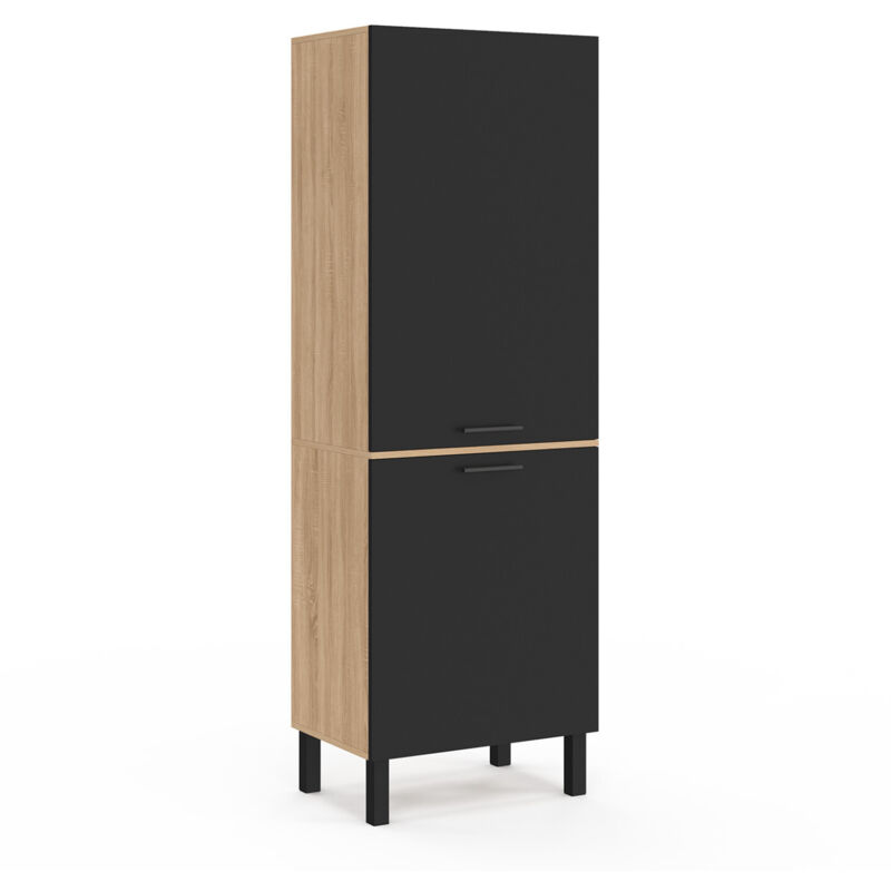 Idmarket - Colonne de cuisine 60 cm cina 2 portes façon hêtre et noir