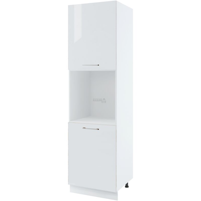 cuisineandcie - colonne de cuisine pour four encastrable bellissi blanc brillant 2 portes l 60 cm type de poignee: porte avec poignée apparente