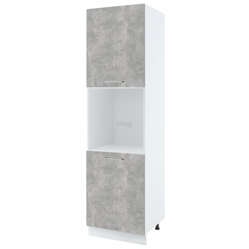 Cuisineandcie - Colonne de cuisine pour four encastrable Bellissi Beton Naturel 2 portes l 60 cm Type de poignee: Porte avec poignée apparente