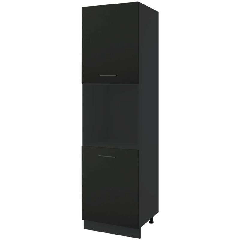 Cuisineandcie - Colonne de cuisine pour four encastrable Lovia Noir mat 2 portes l 60 cm Type de façade: Porte avec poignée apparente