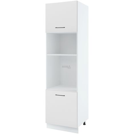 Colonne de cuisine pour micro-onde et four encastrable Lovia Blanc Mat 2 portes L 60 cm - Porte avec poignée apparente   White