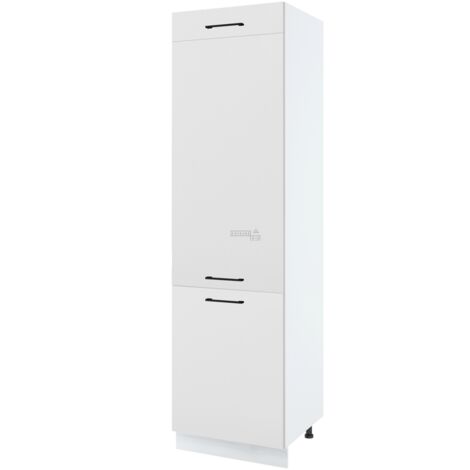 Colonne de cuisine pour réfrigérateur encastrable Lovia Blanc Mat 3 portes L 60 cm - Porte avec poignée apparente   White