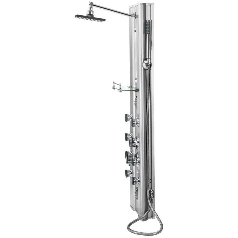 Colonne de douche 8 jets massants, décontractant aluminium 118 cm