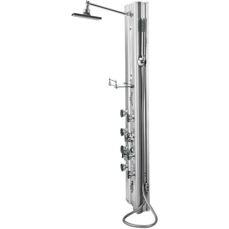 Colonne de douche 8 jets massants, décontractant aluminium 118 cm