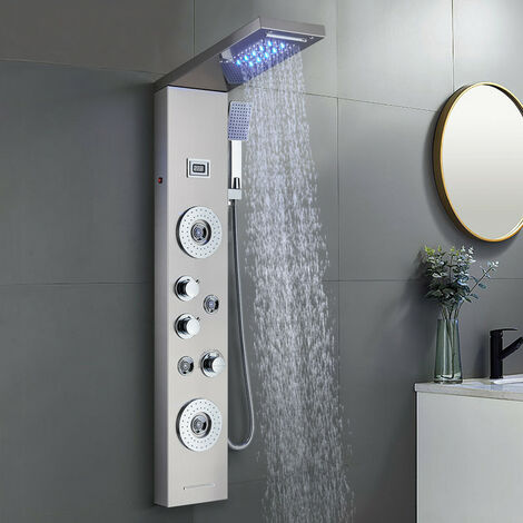 Colonne de douche à Pluie Douche De Massage et Douche Cascade Pour Salle De Bain ContrôLe De La TempéRature Douche Pluie Plusieurs Sorties D'Eau Ensemble De Douche