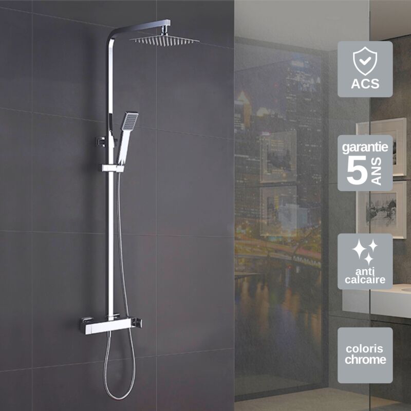 Colonne de Douche anti-calcaire Chrome imex fiyi BDF016
