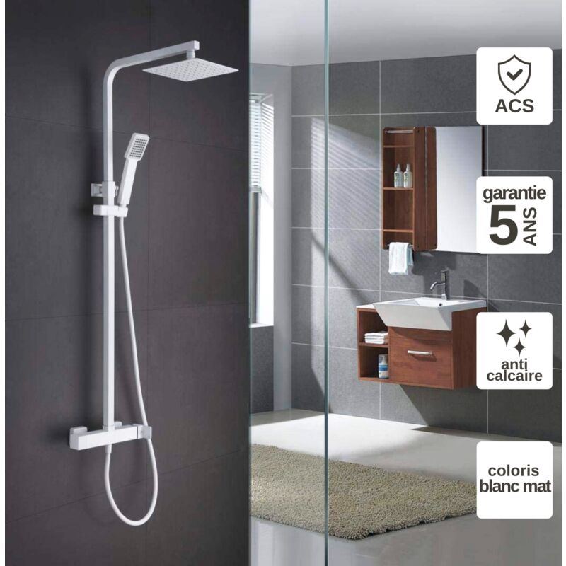 Imex Products - Colonne de Douche anti-calcaire Blanc Mat imex fiyi BDF016/BL