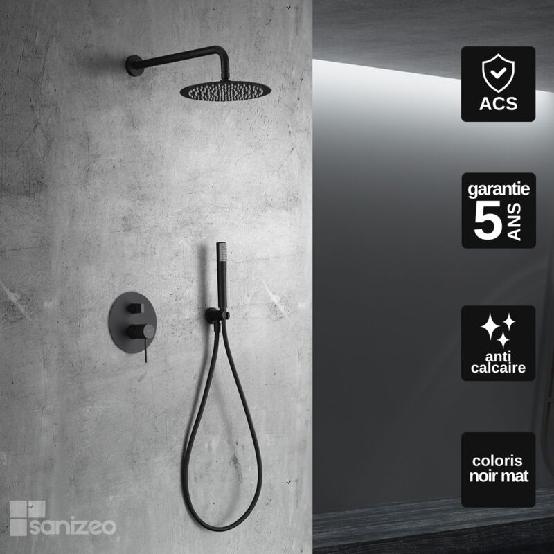 Colonne de Douche anti-calcaire Encastrée Noir Mat IMEX LINE GPD038/NG