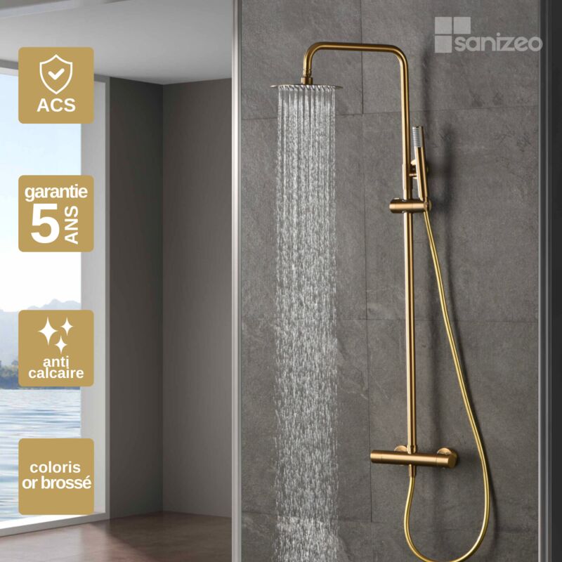 Colonne de Douche anti-calcaire Thermostatique Or Brossé imex line BTD038/OC